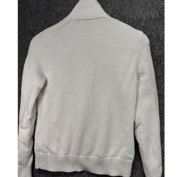 Polo Ralph Lauren Sweater Womens Small White‎ Full Zip Mock Neck Cable Knit Pony - Picture 10 of 12